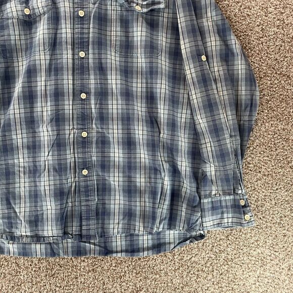 Timberland Shirt Mens Extra Large Blue Plaid Roll Tab Sleeves Button Up Casual - Picture 4 of 11